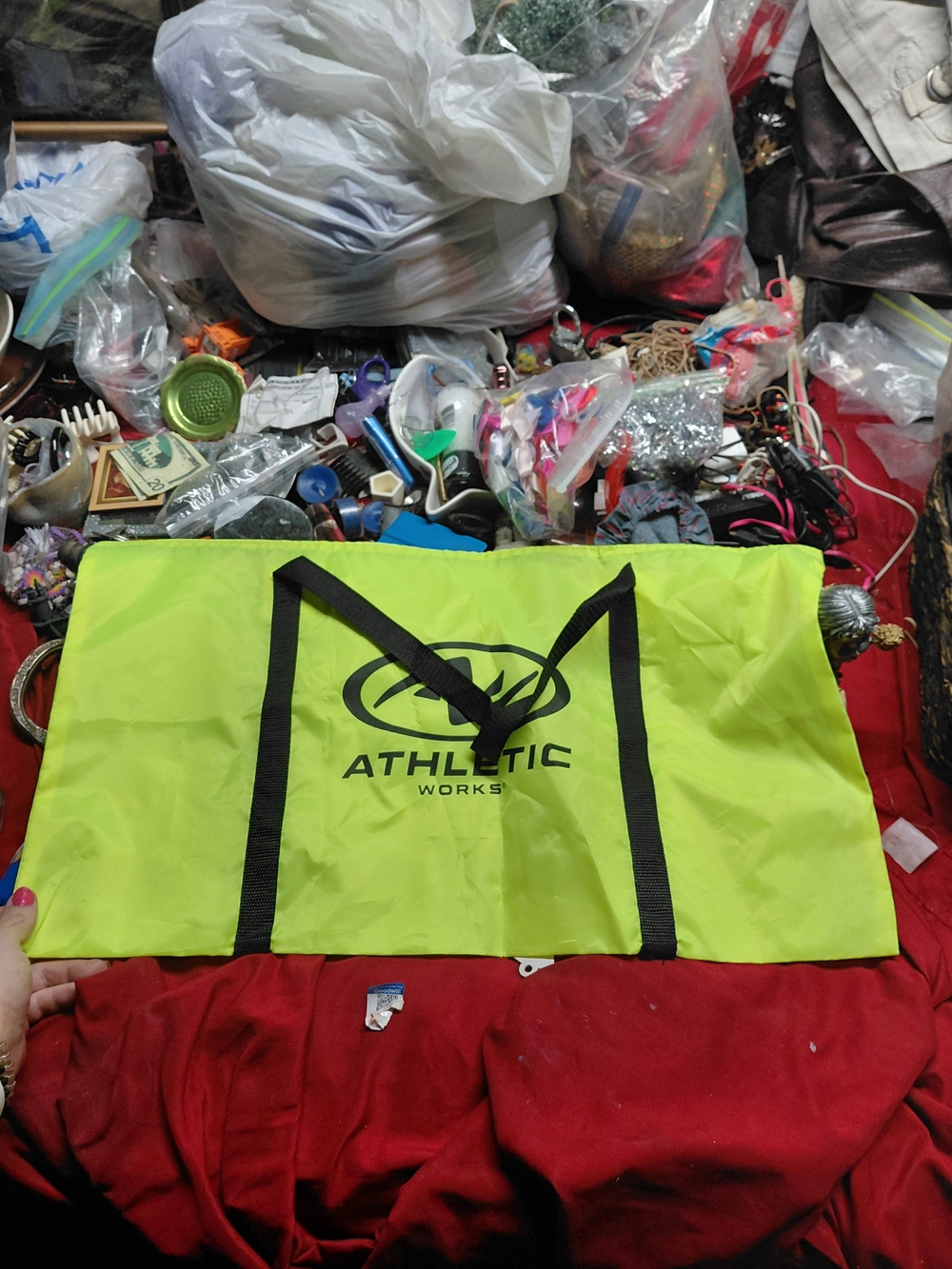 Athletic Works Neon Yellow 24" X 14" Workout Tote Bag